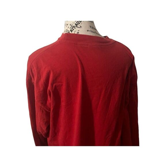 Vtg Mickey & Minnie Embroidered Pocket Love Flowers Long Sleeve Red Womens Large - Picture 9 of 16